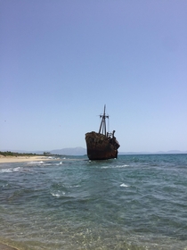 A smugglers ship in Greece which was trying to get cigarettes into the country but ran aground and partially sank