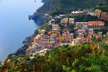 A Stunning view of most beautiful village Riomaggiore Liguria Italy 