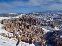 A sun soaked morning in a winter wonderland at Bryce Canyon National Park 