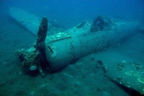 A sunken Japanese WWII fighter plane
