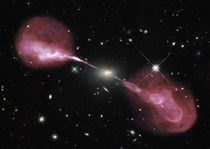 A supermassive black hole in action Hercule A and the super jets of plasma stretching for around  million light-years  roughly  times the size of the Milky Way