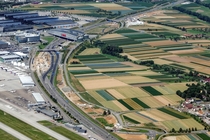 A temporary diversion on the A motorway near Stuttgart Airport Germany