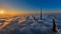 A thick layer of fog covering Dubai on the morning of Feb nd 