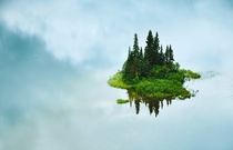A tiny island in the middle of Tumuch Lake in northern British Columbia  by Shane Kalyn