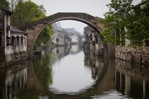 A traditional Chinese moon bridge at Nanxun old water town Zhejiang Province China