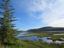 A view of Hansens Lagoon from off the trail in Cape Scott Provincial Park BC It was a beautiful and calm evening 