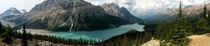 A view of Peyto Lake from Bow Summit - The highest point along the Columbia Icefields Parkway Canada 