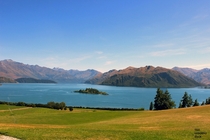 A vineyards view of Lake Wanaka New Zealand 