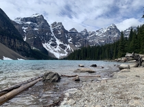 A windy Sunday morning at Moraine Lake Brace yourselves the road opens to cars today 