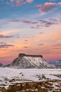 A Wintry Sunrise at Factory Butte 