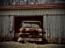 Abandon truck in a barn great photography opportunity