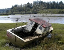 Abandoned Boat on Smith River near Reedsport OR 