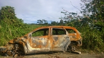 Abandoned car along PR  Puerto Rico 