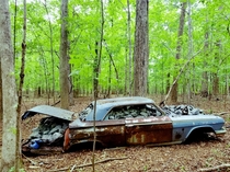 Abandoned car full of rocks Hillsborough NC 