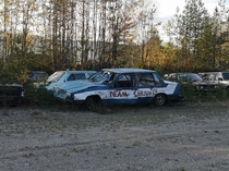 Abandoned cars at an old racing track Flendalen Norway 