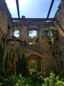 Abandoned castle in North Wales  Previously a hospital orphanage and eventually hotel before being destroyed in a fire in 