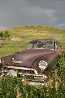 Abandoned Chevy on the North Dakota prairie