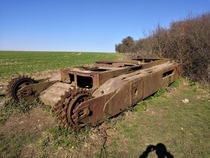 Abandoned Churchill MK tank near Kithurst Hill South Downs Sussex