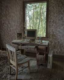Abandoned computer desk