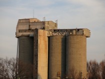 Abandoned factory  warehouse built on the top of the silos Wrocaw Poland 