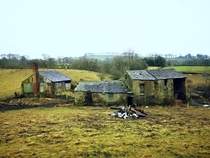 Abandoned house and barn Derbyshire England 