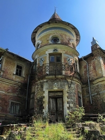 Abandoned house built in the period of late eclecticism in a romantic style in the Tver region Russia 