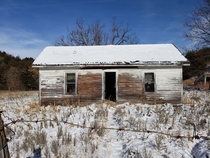 Abandoned house in the Sandhills of Nebraska tucked away deep in a cedar cut