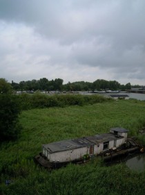 Abandoned houseboat in Amsterdam 