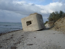 Abandoned Machine Gunners Bunker on the beach in Turkey