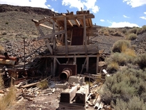 Abandoned ore smelter Cinnabar City Mine Nevada 