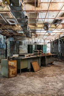 Abandoned power plant control room