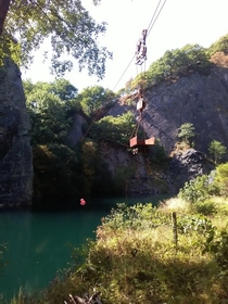 Abandoned quarry turned diving pool Wales 