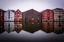 Abandoned river building in the middle of Trondheim Norway 