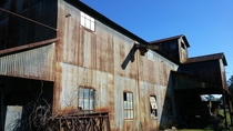 Abandoned Rusted Corrugated Metal Warehouse in Polkville NC 