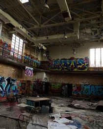 Abandoned school cafeteria