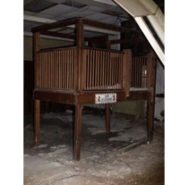 Abandoned school in Illinois  foot crib that says Dont feed the bears Theyre stuffed 