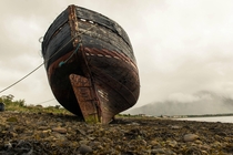 Abandoned ship on the shores of Loch Linnhe Scotland OC