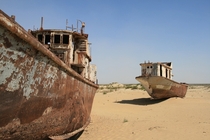 Abandoned ships in the Aral Sea 