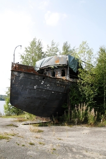 Abandoned steam powered lake ship 