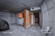 Abandoned subterranean nuclear fallout shelter with  thick blast doors