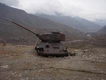 Abandoned T-- tank outside of Massouds tomb in Afghanistan 