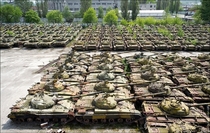 Abandoned tanks at the Kharkiv Locomotive Factory in Eastern Ukraine 