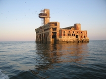 Abandoned Torpedo Shop  km off the coast of Kaspiysk Russia in the Caspian Sea 