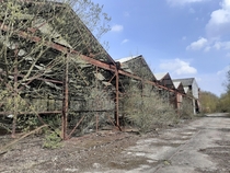 Abandoned train work yard in Derbyshire England 