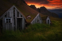 Abandoned Turf Houses near Stokksnes Southeast Iceland  by Ryan Buchanan