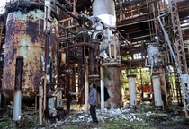 Abandoned Union Carbide Factory Bhopal where in  leak of toxic gas methyl isocyanate MIC killed almost  people and further injured  people