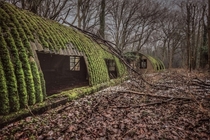 Abandoned WW Nissan huts at RAF Baylaugh Hall in Norfolk