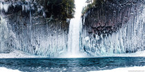 Abiqua Falls Oregon surrounded by icicles 