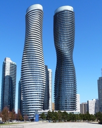 Absolute World buildings Larger one is known as Marilyn Monroe tower in Mississauga ON by Burka Architects MAD Architects 