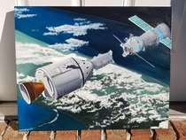 Acrylic painting i did of Apollo-Soyuz 